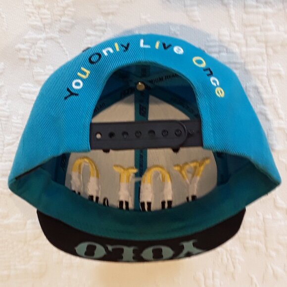 YOLO Hip Hop Turquoise, Black, White & Yellow Snap Back Cap - NWOT - Picture 3 of 4